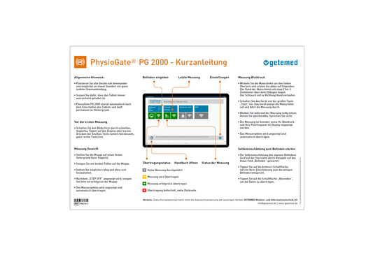 Kurzanleitung DE für PhysioGate® PG 2000 für inCareNet HF